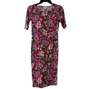 Lularoe Julia Bodycon Pink Floral Dress, XXS